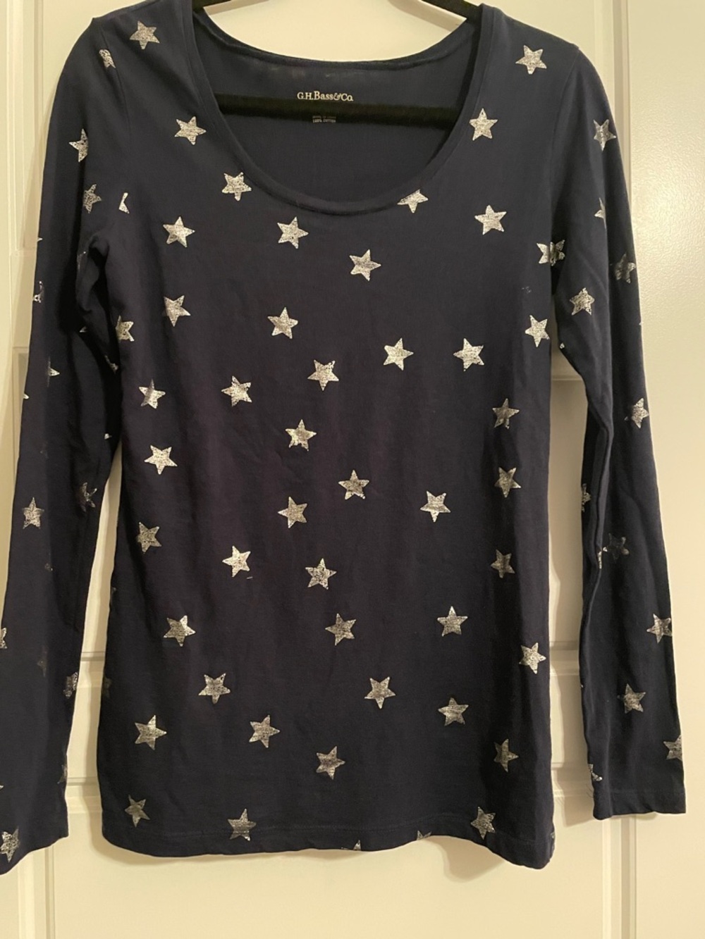 G.H. Bass & Co. Navy Long Sleeve Tee with Silver Stars